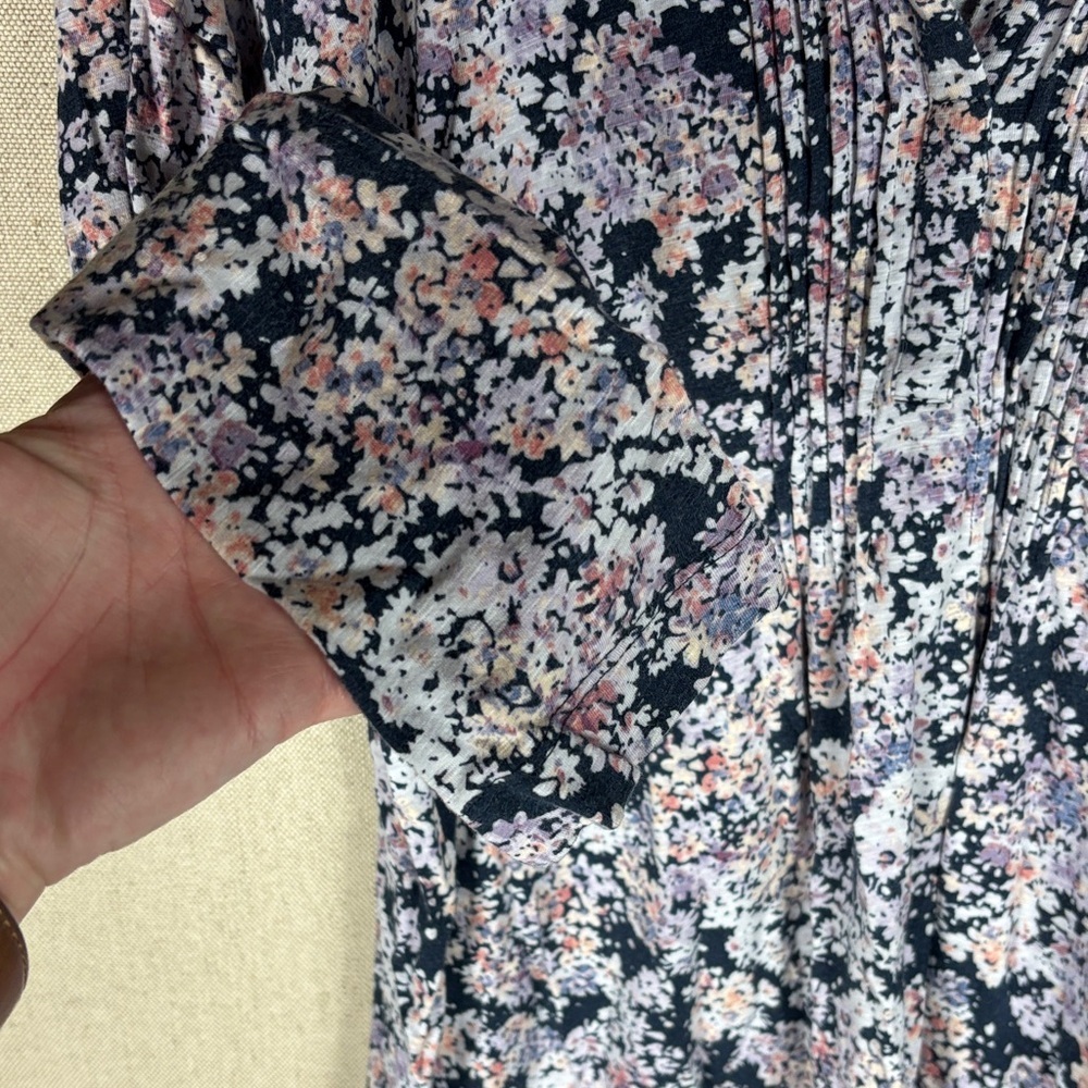 J. Jill > Floral Purple V Neck Long Sleeve Top Small - Picture 6 of 8